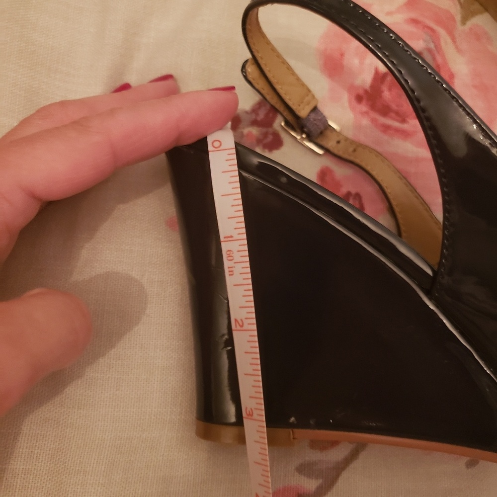 Navy Patent Wedges - Picture 3 of 8